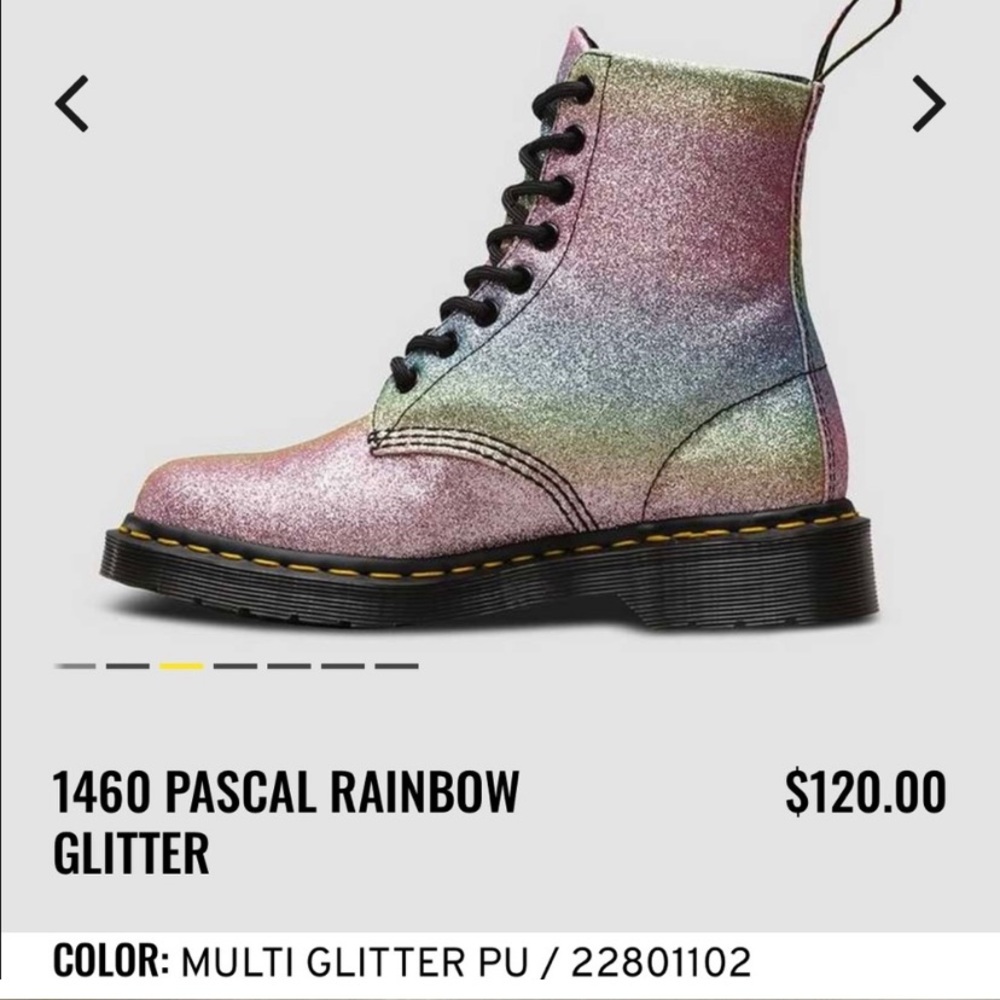 Dr Martens Womens Pascal GLTR Pink Iridescent Lace Up Ankle Combat